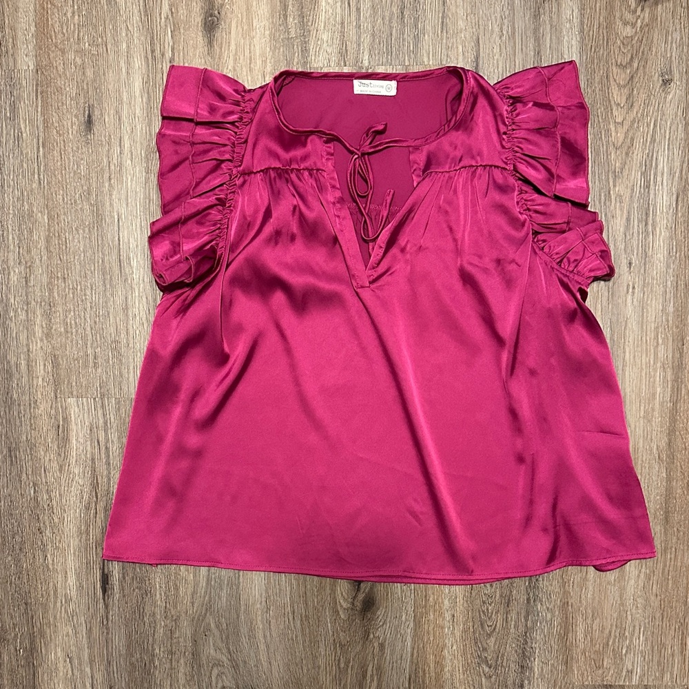 Just Living Magenta Ruffle Sleeve Blouse